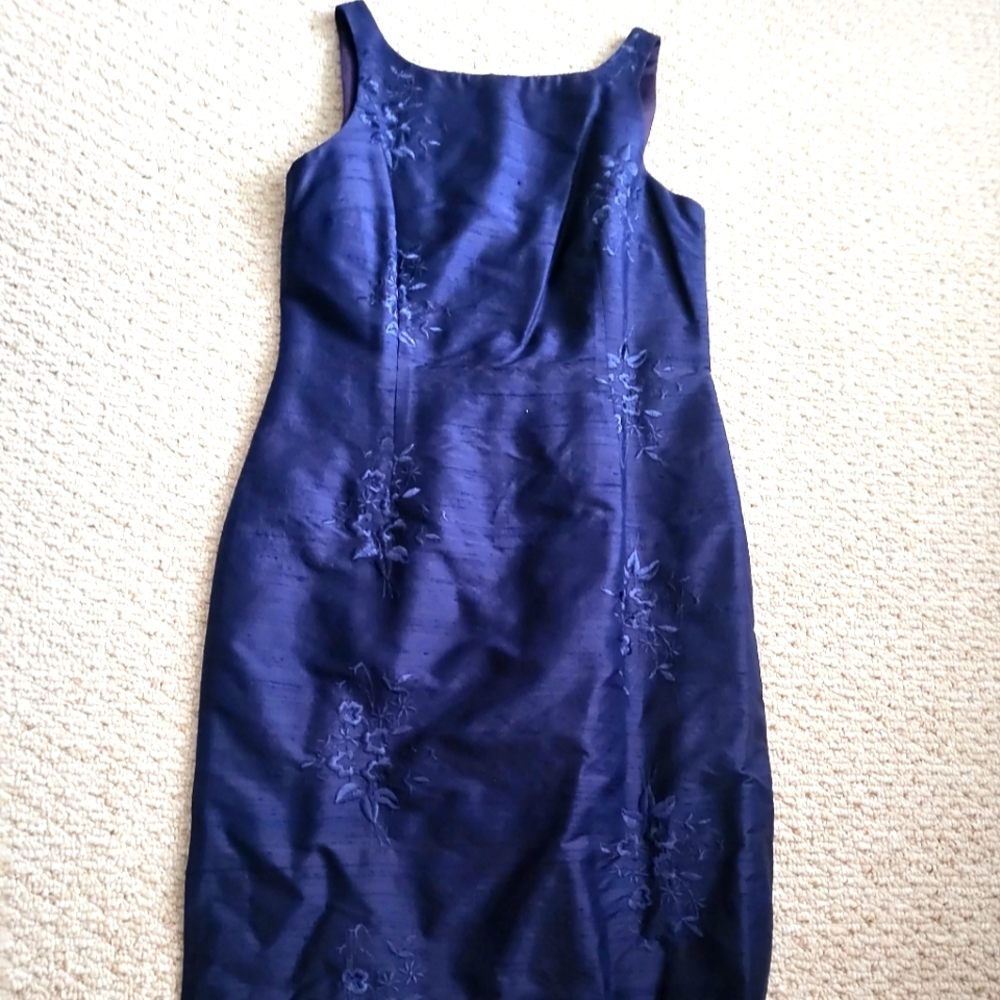 Nicole Miller navy silk dressy dress. Size 10.